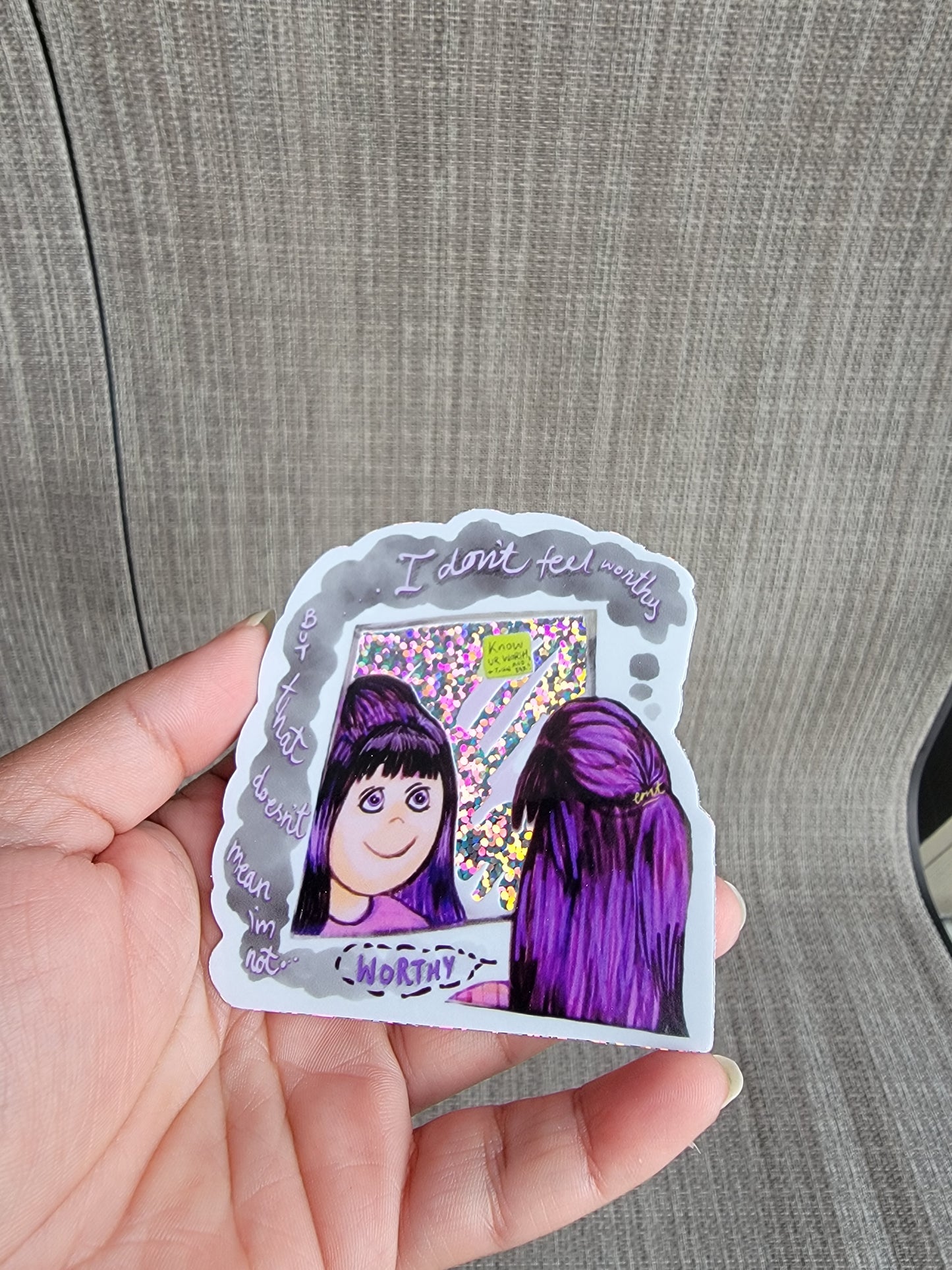 Worthy in the mirror- die cut vinyl sticker