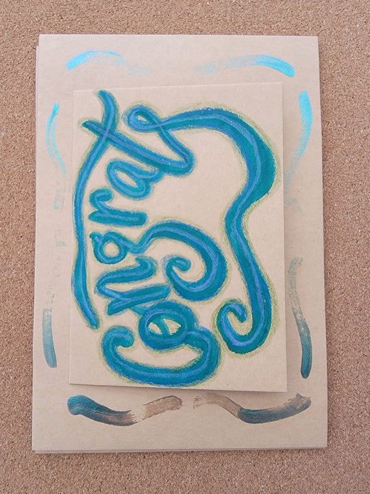 Handmade 4.5" X 6.5" Greeting Card - "Congrats"