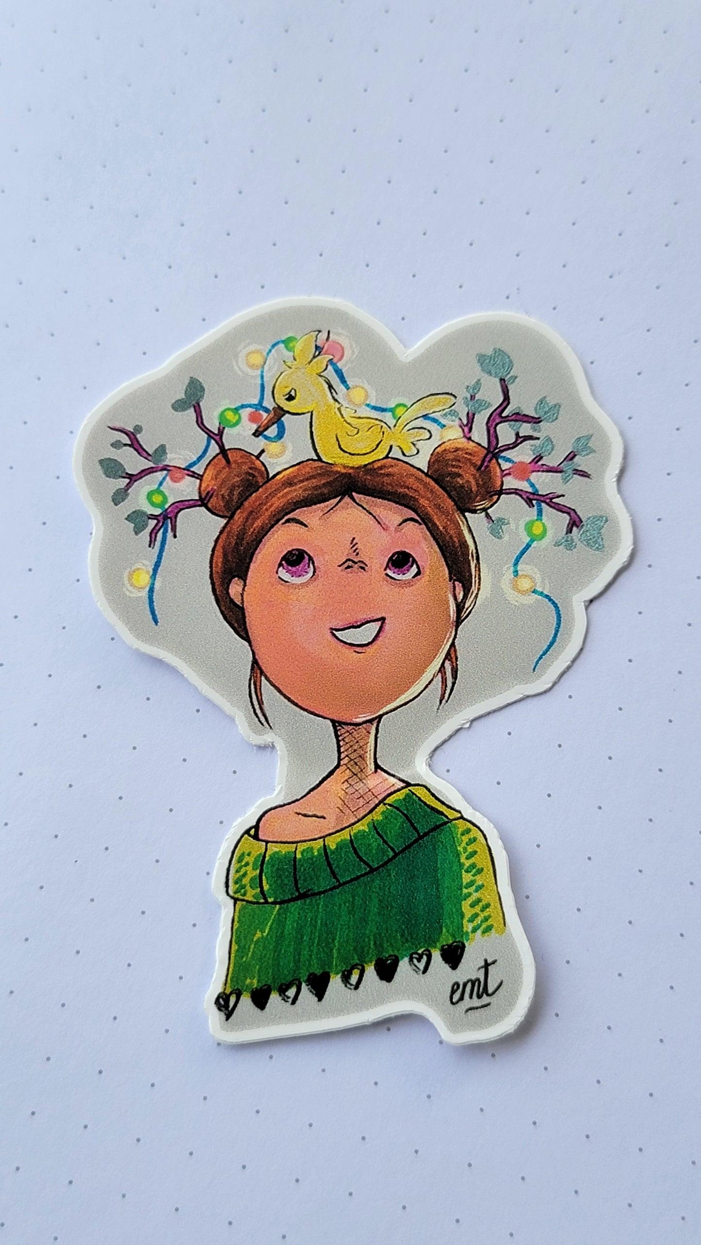 Sticker: Girl and Bird