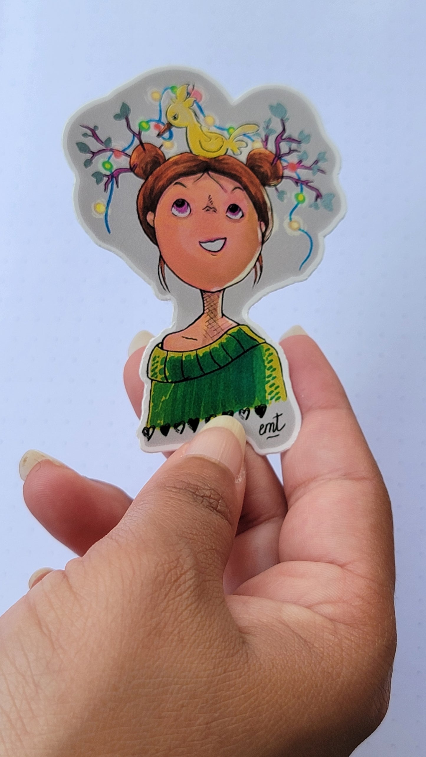 Sticker: Girl and Bird